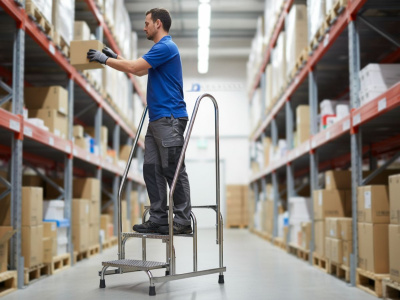 Монтажная подставка MEGAL (тип 1) 3 ступени с двумя поручнями 050403 (2,6 м, 3 ступени, 150 кг). Изображение №5