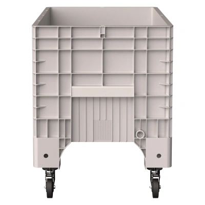 Большой пластиковый контейнер iPlast iBOX 1020x640x810 мм на колесах (светло-серый, сплошные стенки и дно). Изображение №9
