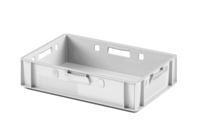 Пластиковый ящик для мяса Iplast E1 12.421 600х400х120 белый. Изображение №1