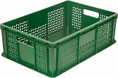 Пластиковый ящик 600х400х180 мм сплошное дно с ручками зеленый морозостойкий