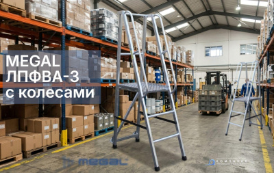 Передвижная лестница с рабочей платформой Megal ЛПФВА Н=2,0-3. Изображение №1