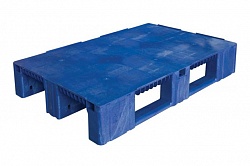 Пластиковый поддон на 3-х полозьях TR 1208-1 1200х800х150 мм сплошной, синий