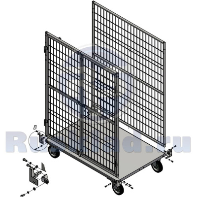 Шкаф сетчатый металлический ШСМ-2 600х900х1200 мм | RUSKLAD, на колесах, 2 створки. Изображение №11