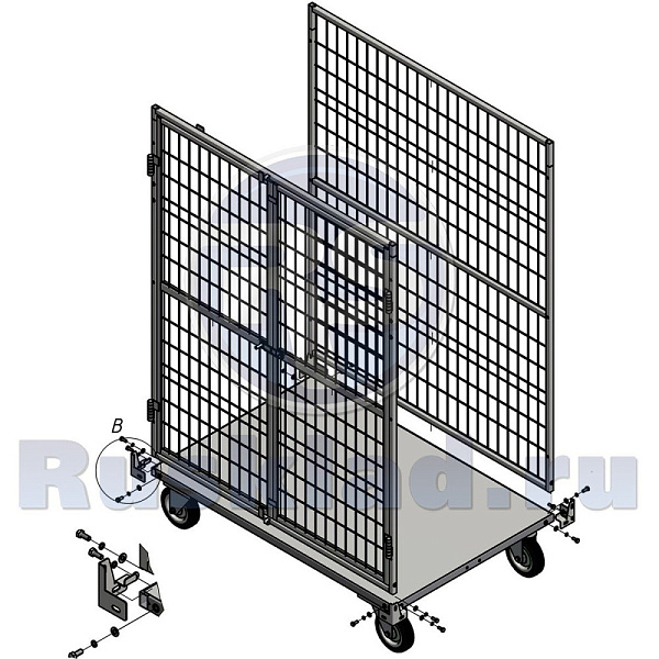 Две створки с проушинами для навесного замка на сетчатом шкафу ШСМ-2