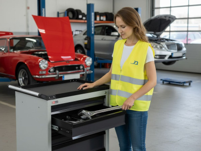 Инструментальная тумба-тележка ДиКом TS-800.05 | Для автосервиса, нагрузка 220 кг, 3+2 ящика. Изображение №4