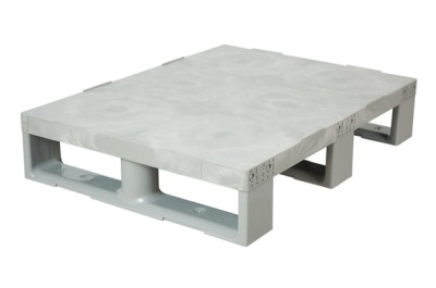 Пластиковый поддон на 3-x полозьях TR 680 800х600х150 мм сплошной, серый. Изображение №1