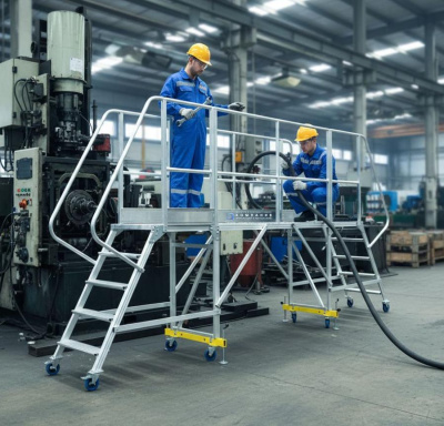 Рабочая алюминиевая площадка MEGAL ПААд-1,3х3,5хВО (высота 1,3 м, длина 3,5 м, грузоподъемность 300 кг). Изображение №7