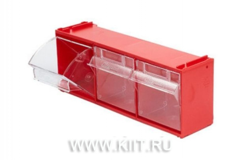 Короб красный Стелла mini 102/3 с тремя откидными прозрачными ящиками