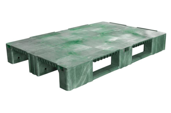 Фото пластиковый поддон на 3-х полозьях tr 1208-1 1200х800х150 мм сплошной, зеленый на сайте www.kiit.ru в интернет-каталоге КИИТ ☎ +7(800) 707-07-45