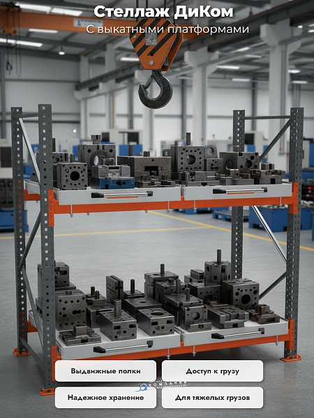 Фото стеллаж с 2 выкатными платформами 500 кг 2000х1950х1000 мм 2 яруса на сайте www.kiit.ru в интернет-каталоге КИИТ ☎ +7(800) 707-07-45 Изображение №7