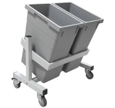 Подкатная подставка-держатель для 2-х контейнеров GRESSON ПДК-2 (2×35 л, на колесах, регулировка наклона). Изображение №1