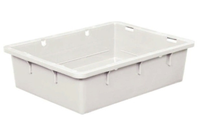 Ящик п/э сырково-творожный 532х400х141 белый морозостойкий без крышки. Изображение №1