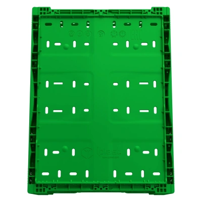 Ящик складной FC-4317 400х300х170 мм iPlast салатовый перфорированный. Изображение №3