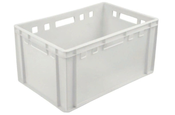 Фото ящик п/э мясной 600х400х300 сплошной е3 белый морозостойкий на сайте www.kiit.ru в интернет-каталоге КИИТ ☎ +7(800) 707-07-45