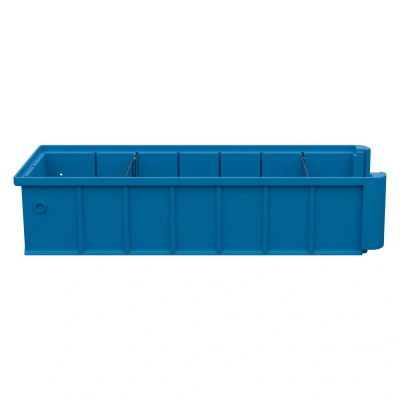 Полочный контейнер iPlast SK-4109 (400х117х90 мм, голубой, с 2 поперечными перегородками). Изображение №9