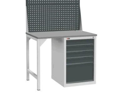 Слесарный верстак с тумбой ВЛ-К-100-07+Э3 | Оцинкованная столешница, 5 ящиков, экран 1240 мм. Изображение №2