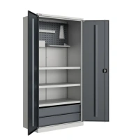 Инструментальный шкаф TS-052-04 с перфорированным экраном, навесными аксессуарами, полками и ящиками