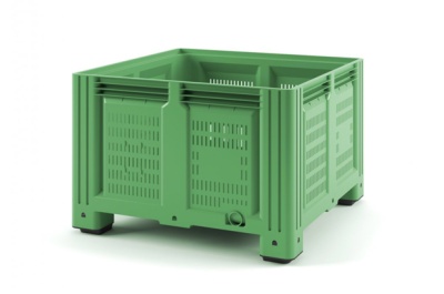 Пластиковый контейнер iBox на ножках 11.604В.92.С10 1130x1130x760 мм, перфорированный зеленый. Изображение №1