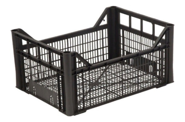 Фото ящик п/п фруктовый 400х300х185 черный сетка ромб на сайте www.kiit.ru в интернет-каталоге КИИТ ☎ +7(800) 707-07-45