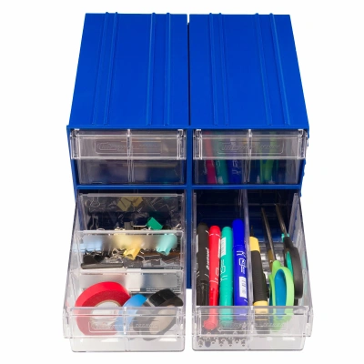 Модульная система хранения из коробов С-2-К6-синий-прозрачный (комплект 6 шт.). Изображение №4