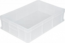 Пластиковый ящик 600х400х120 мм сплошной без ручек белый морозостойкий