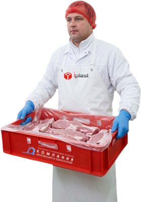 Пищевой ящик универсальный iPlast E1 FK-6412 (600х400х120 мм, красный, полиэтилен). Изображение №1