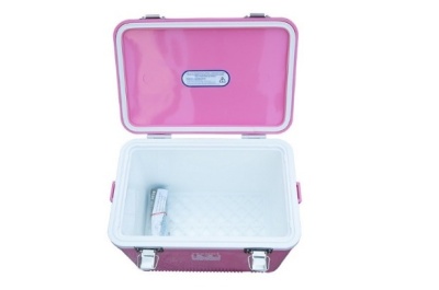 Контейнер 12 л Techniice Компакт розовый с белой крышкой. Изображение №1