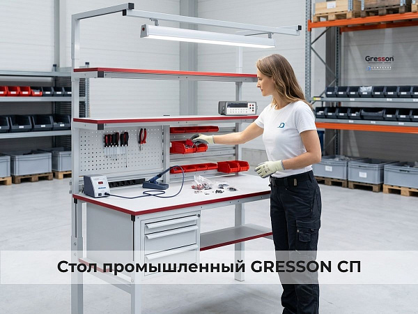GRESSON СП — универсальный промышленный стол | 300 кг нагрузка, термостойкость 300°С, антистатическое исполнение ESD