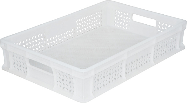 Фото пластиковый перфорированный ящик 600х400х120 мм с ручками белый морозостойкий на сайте www.kiit.ru в интернет-каталоге КИИТ ☎ +7(800) 707-07-45 Изображение №2