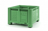Пластиковый контейнер iBox на ножках 11.604В.92.С10 1130x1130x760 мм, перфорированный зеленый