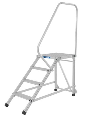 Лестница-подмости MEGAL ЛП-1,0 | Высота 1 м, 4 ступени, поручень, колеса. Изображение №2