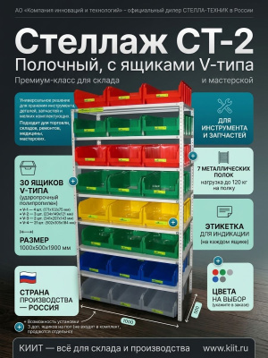 Стеллаж полочный в комплекте с ящиками и лотками 30 штук Стелла-техник СТ-2. Изображение №3