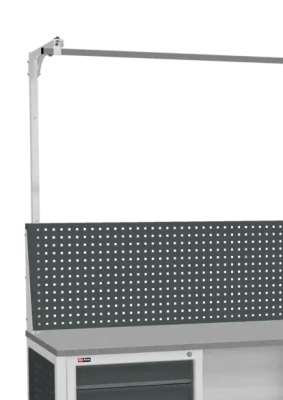 Верстак ДиКом ВЛ-К-200-05+Э2 | Ширина 2000 мм, две тумбы (4+ ящика), экран 1240 мм, светильник. Изображение №2