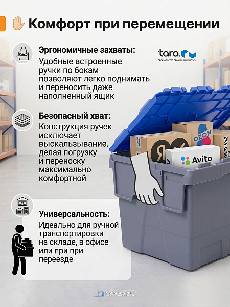 Ящик сплошной ЭВО 400x300x270 (арт. ЭВО 4327) | Вкладываемый, штабелируемый, вес 1,9 кг