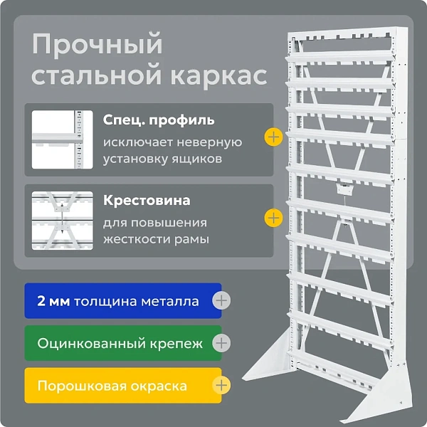 Опоры стойки 735х1515 имеют возможность крепления к полу, что обеспечивает высокую устойчивость всей конструкции.