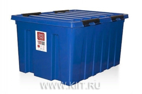 Синий ящик Rox Box 120 литров с крышкой и клипсами 