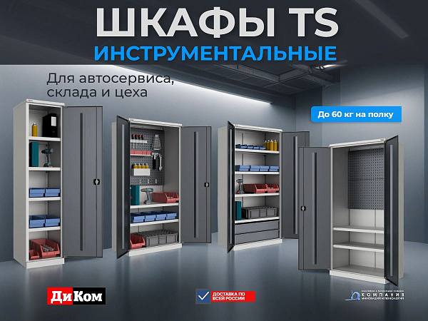 Инструментальные шкафы ДиКом TS — это надежные металлические системы хранения для профессионального использования в мастерских, на производстве и в автосервисах.