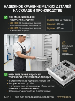 Шкаф для комплектующих GRESSON ШК (30 ящиков, 30 кг на ящик, 125 кг). Изображение №4