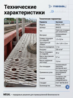 Навесная площадка для полувагонов со сходней MEGAL ПНП (алюминиевая, 200 кг/м²). Изображение №5