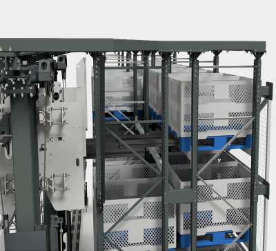 Автоматизированный кран-штабелер для паллет с 1 комплектом телескопических вил. Изображение №5