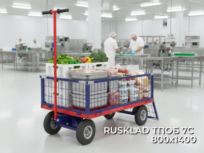 Тележка с поворотной осью и сетчатыми бортами RUSKLAD ТПОБ 7С 800х1400. Изображение №3
