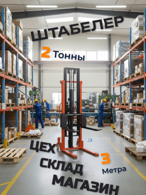 Штабелер TOR CTY-EH 2.0T 3.0M с раздвижными вилами 360-750 ММ. Изображение №2