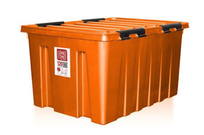 Оранжевый ящик Rox Box 120 литров с крышкой и клипсами . Изображение №1
