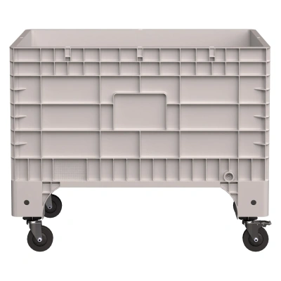 Большой пластиковый контейнер iPlast iBOX 1020x640x810 мм на колесах (светло-серый, сплошные стенки и дно). Изображение №8