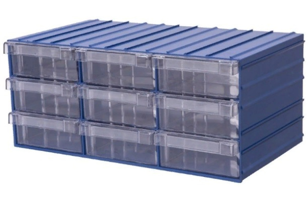 Фото контейнер с 9-ю выдвижными лотками plastic drawer 204x370x160 мм на сайте www.kiit.ru в интернет-каталоге КИИТ ☎ +7(800) 707-07-45