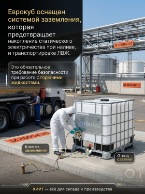 Пластиковый еврокуб с заземлением UC 1000ex (1000 л, для ЛВЖ, групп упаковки II и III, 77 кг). Изображение №2