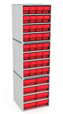Стационарная кассетница ДиКом на 3 яруса (40 ящиков, 1425x410x410 мм, 57,8 кг). Изображение №2