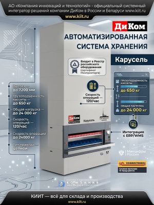 Автоматизированный склад ДиКом-Карусель 2450-525 H4000 19 кассет. Изображение №4