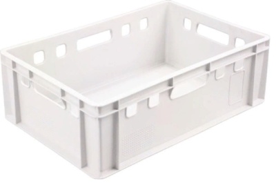 Ящик п/э 600х400х200 сплошной Е2 белый морозостойкий. Изображение №1