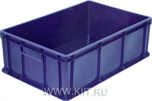 Пластиковый ящик 600х400х180 мм сплошной без ручек синий